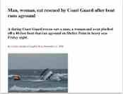 Coast Guard Marine Rescue Northern Gypsy grounding, rescue by CCGC Point Race, Campbell River